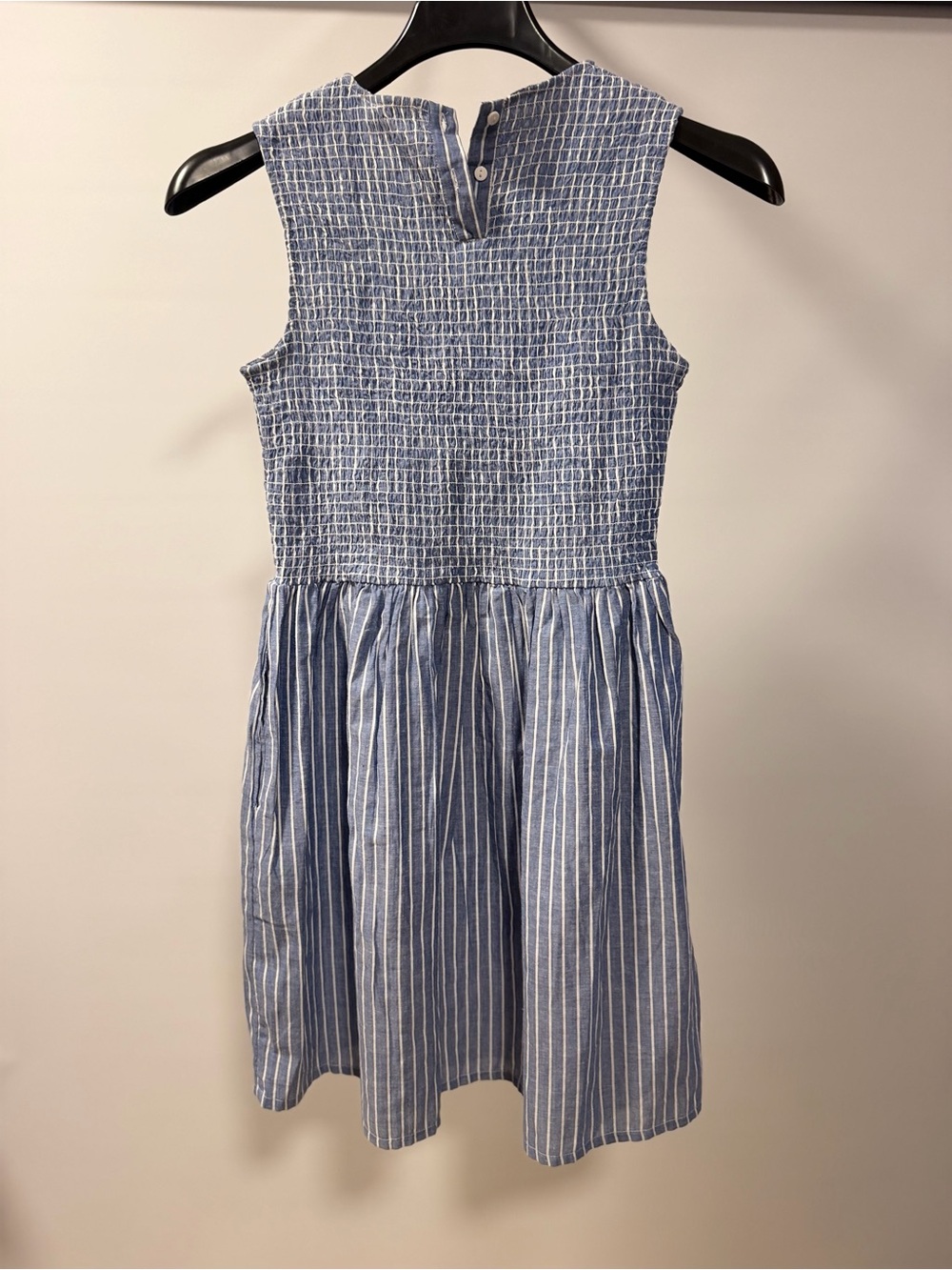 French Connection Blue & White Striped Smocked Waist Sundress - Picture 3 of 6
